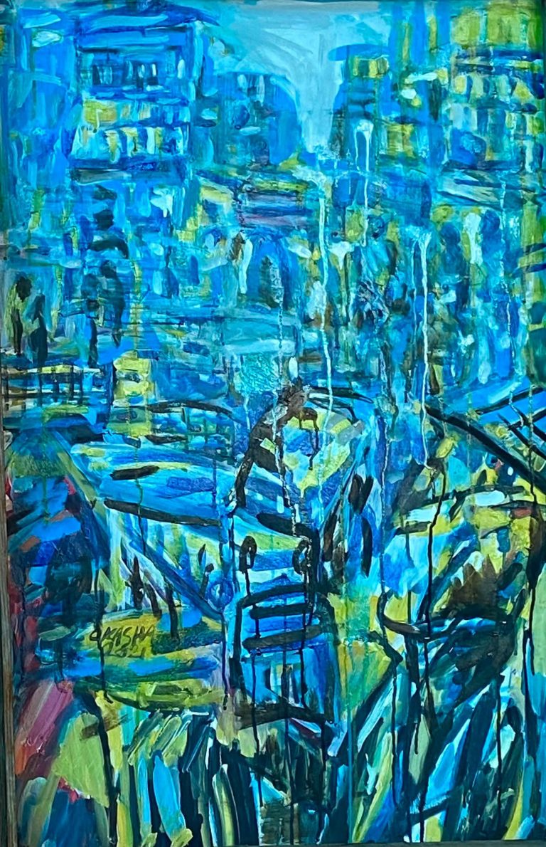 الفنان عبد الرازق عكاشة بين لوحتين